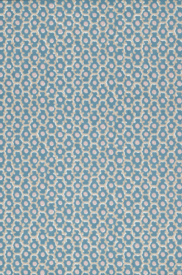 Swatch of the blue small scale wallpaper 'Moy - Blue'.