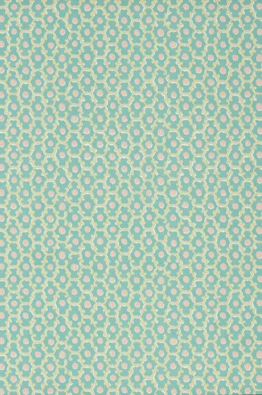 Swatch of the green small scale wallpaper 'Moy - Mall'.