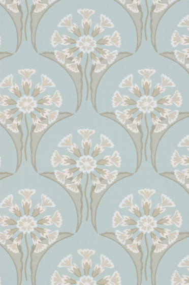 Swatch of the blue floral wallpaper 'Hencroft - Celestial'.