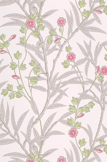 Swatch of the pink botanical floral print  wallpaper 'Bamboo Floral - Leather'.